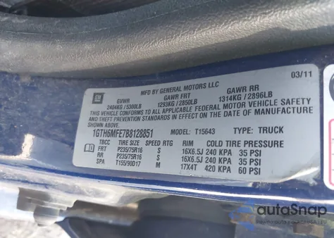 2011 GMC Canyon Sle1 z USA, uszkodzony, nr VIN 1GTH6MFE7B8128851